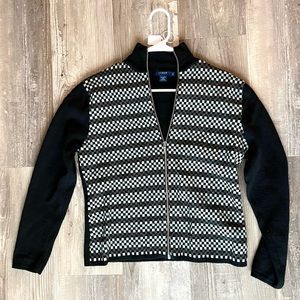 JCrew sweater with front zipper. 100% merino wool.